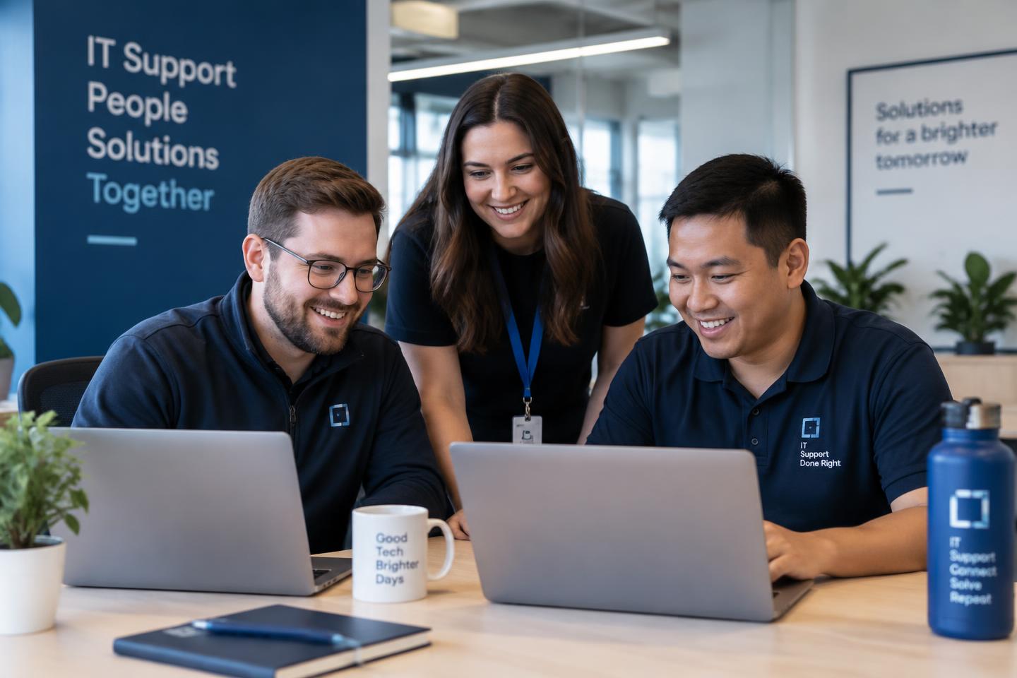 The PCX IT support team working together at their desks